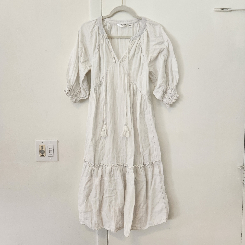 White Ruffled Puff Sleeve Sundress